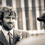 Groom looking at bride at alter during wedding ceremony in Nashville Tennessee