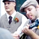 Groomsmen playing music at wedding ceremony in Nashville Tennessee