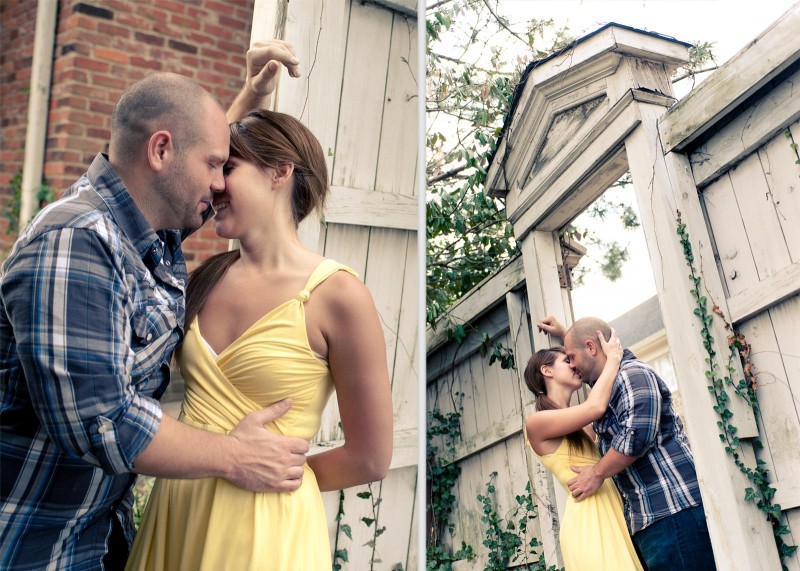 Engagement Photo of Couple Kissing Outdoors | Nashville Photography