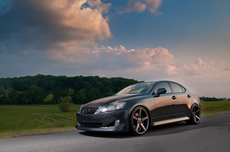 Gray Lexus IS350 on Vossen Wheels in beautiful sunset