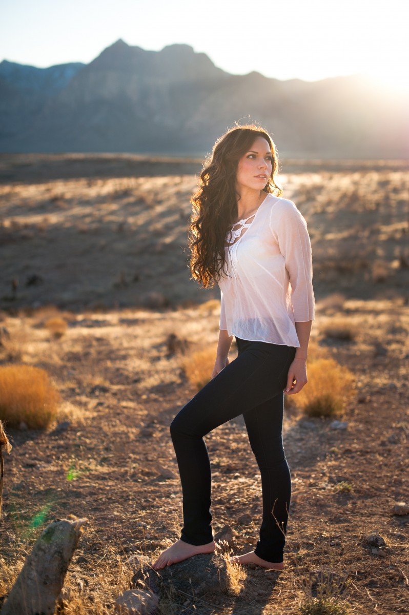 beautiful portrait of brunette girl in red rocks nevada