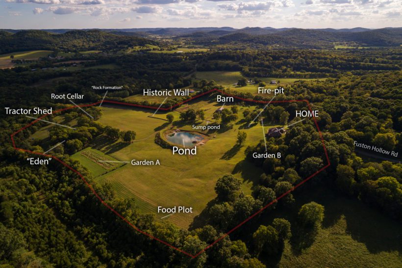 aerial photo labeled features of 1500 fuston hollow rd auburntown tn