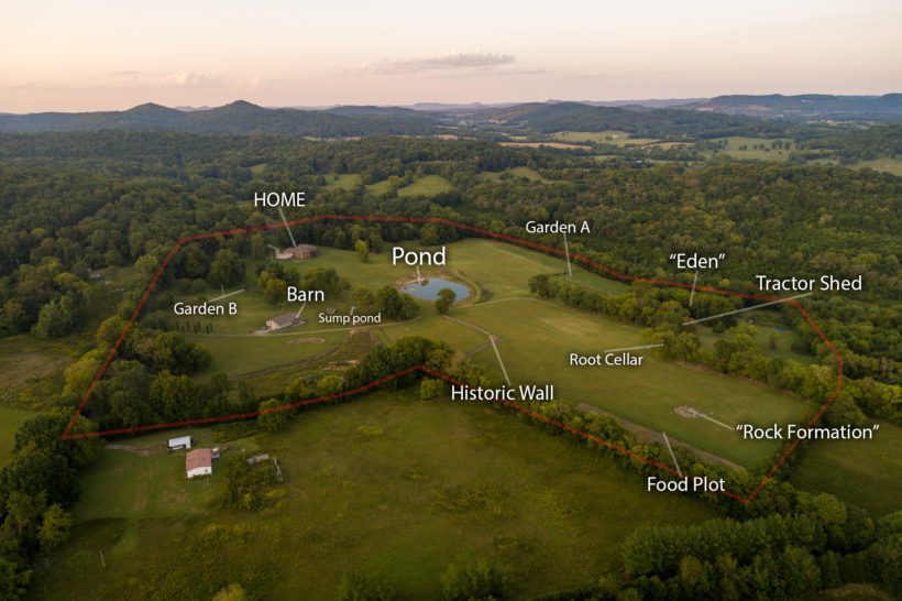 aerial photo labeled features of 1500 fuston hollow rd auburntown tn