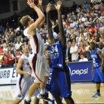 Belmont basketball player jumps for the shot in Tennessee