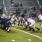 MBA football team squares of against the other team at the line of scrimmage in Tennessee