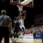 Belmont basketball player jumps for the basket in Tennessee