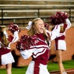 MBA football cheerleader sounds off a cheer at the football game in Tennessee