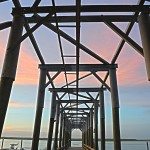 Bay view down pier in Georgia
