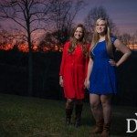 two smiling girls outside at sunset in Tennessee